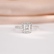 Natural White Diamond Square Ring D1.01ct d0.36ct, 18K Gold GIA